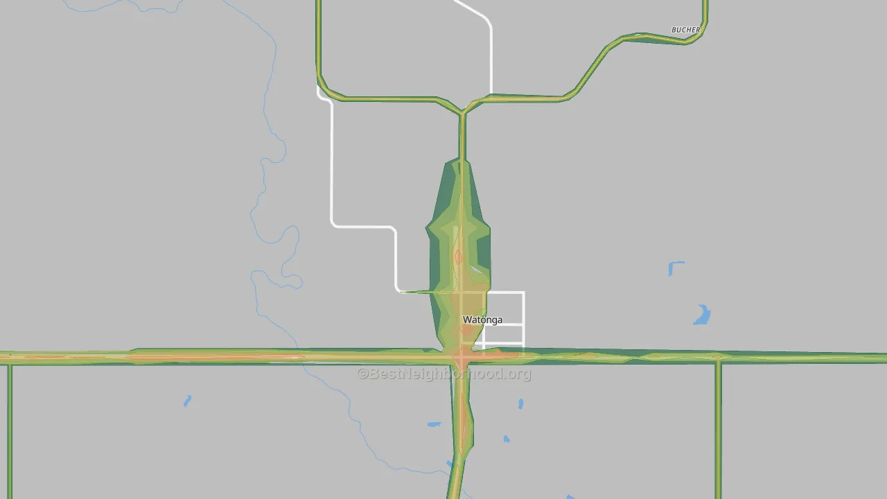 Watonga, OK Map of Noise Levels in Watonga