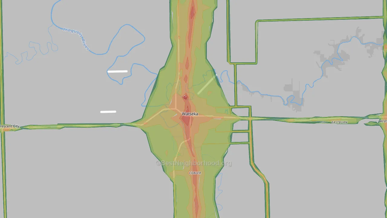 Watseka, IL Map of Noise Levels in Watseka