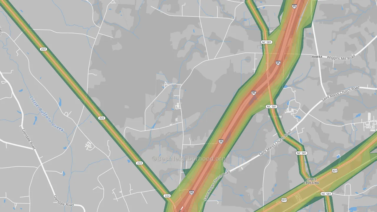 Watson Crossroads, NC Map of Noise Levels in Watson Crossroads