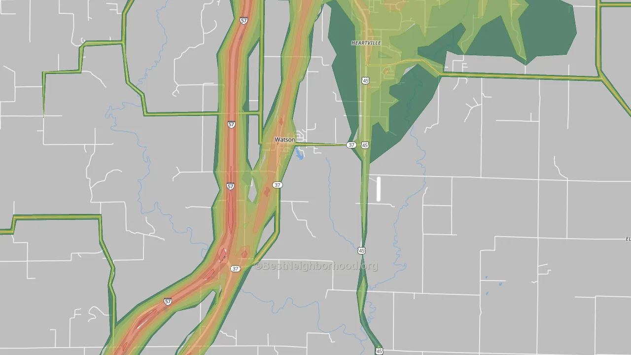 Watson, IL Map of Noise Levels in Watson