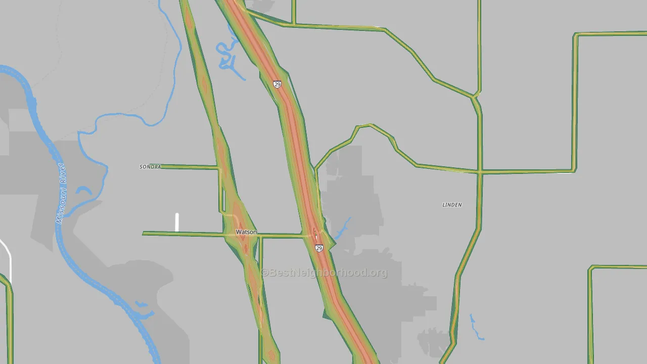Watson, MO Map of Noise Levels in Watson