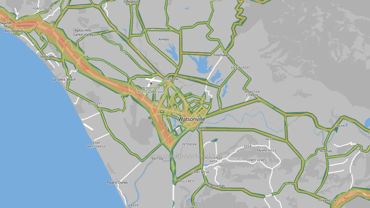 Watsonville, CA Map of Noise Levels in Watsonville