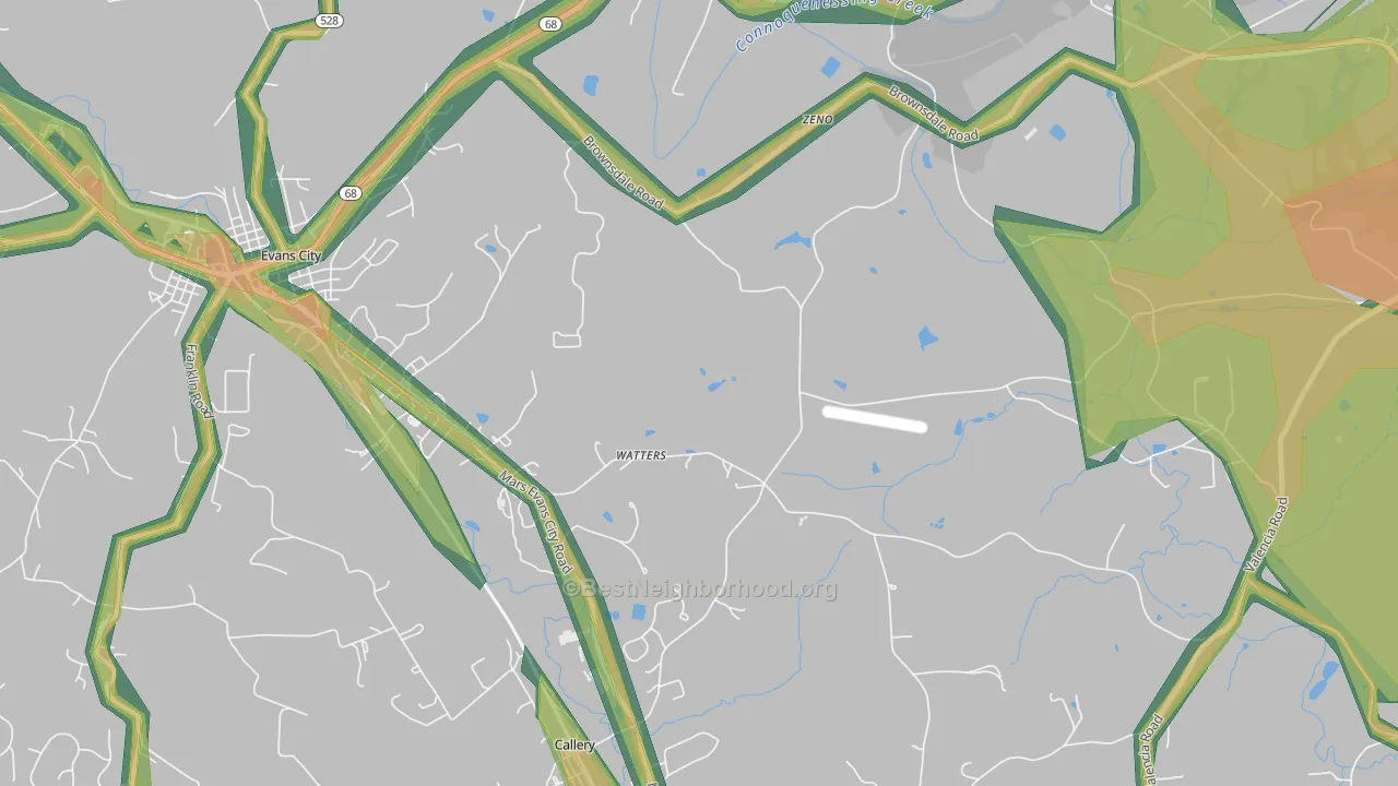 Watters, PA Map of Noise Levels in Watters