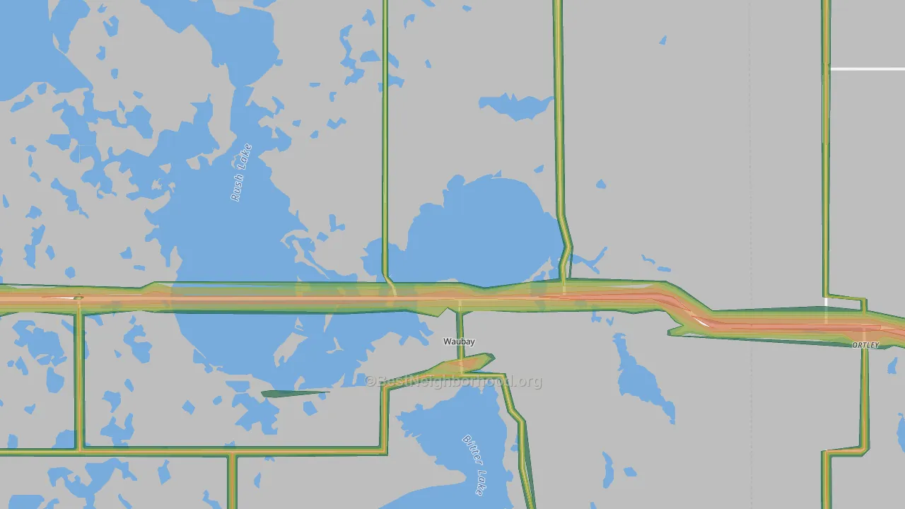 Waubay, SD Map of Noise Levels in Waubay