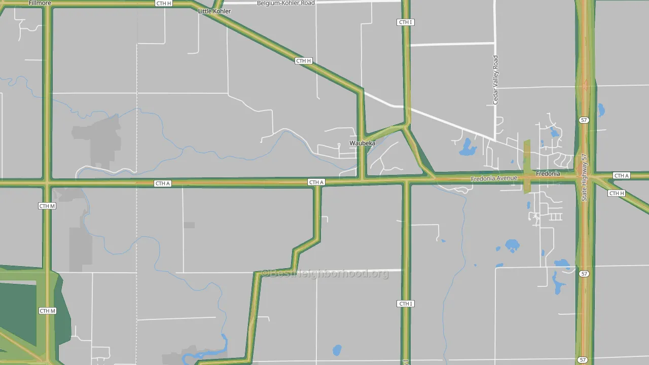 Waubeka, WI Map of Noise Levels in Waubeka