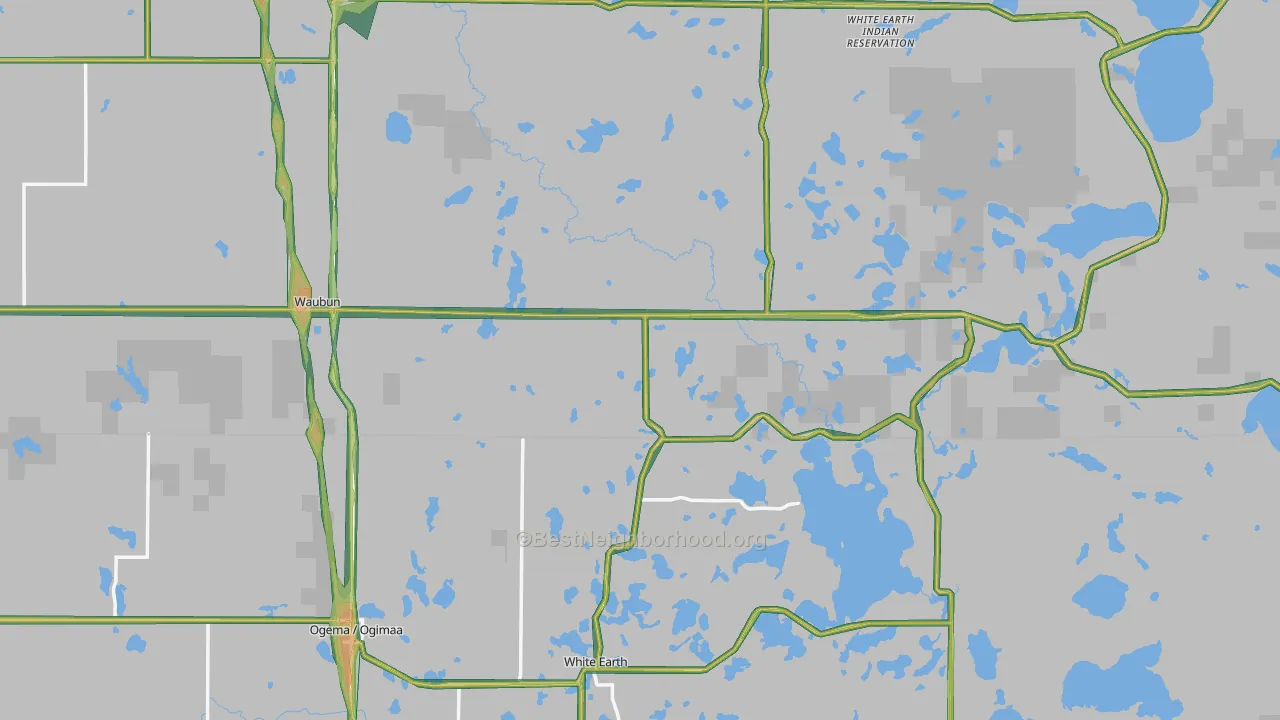 Waubun, MN Map of Noise Levels in Waubun