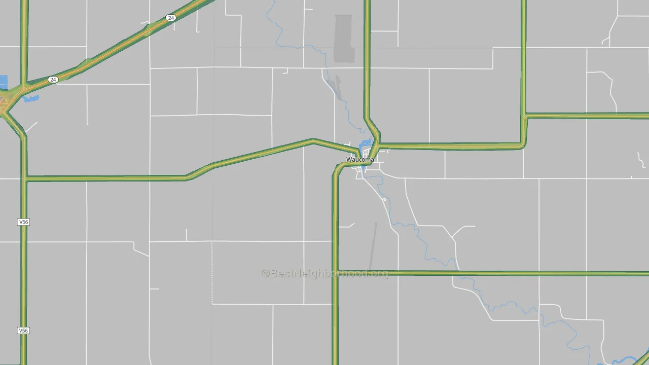 Waucoma, IA Map of Noise Levels in Waucoma