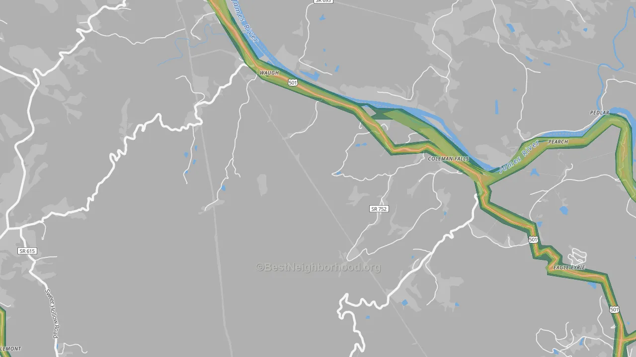 Waugh, VA Map of Noise Levels in Waugh