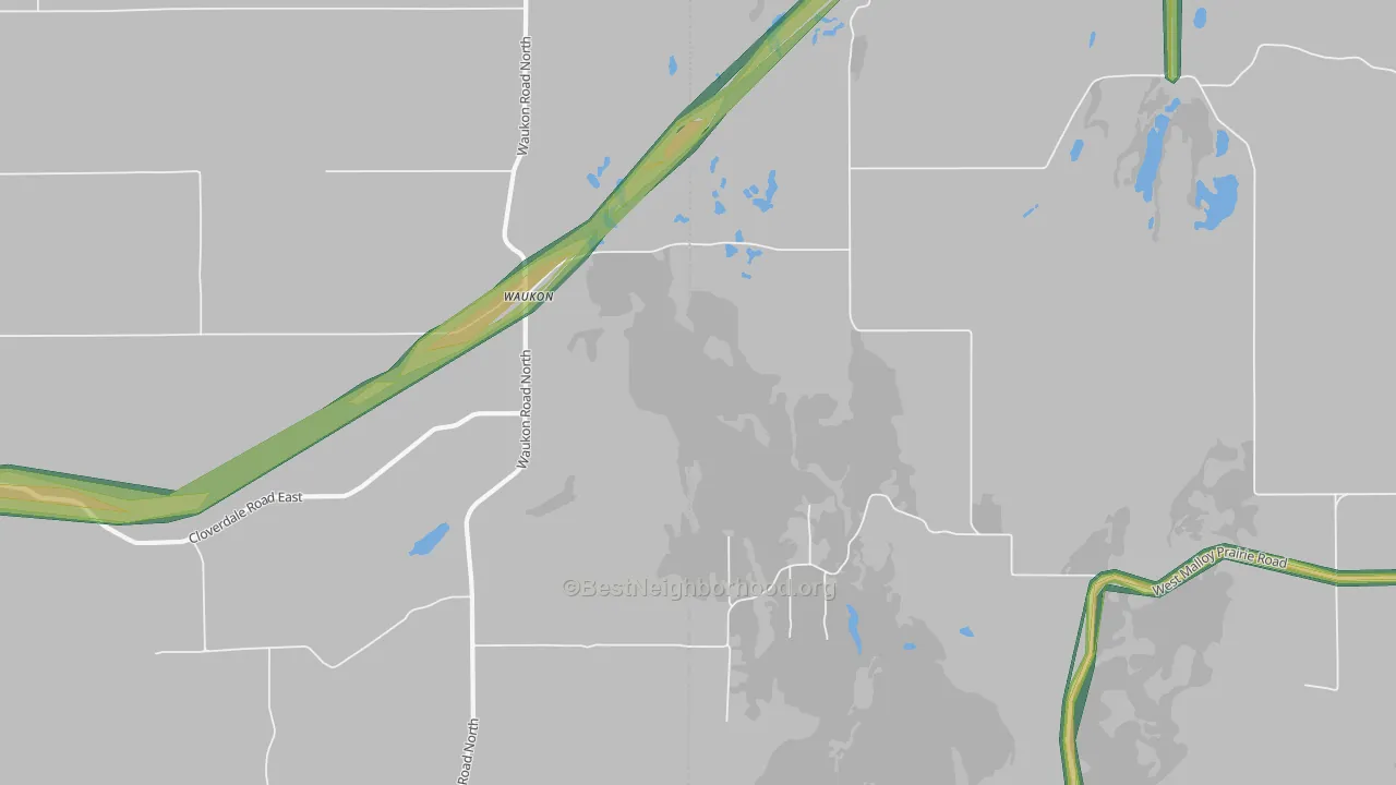 Waukon, WA Map of Noise Levels in Waukon