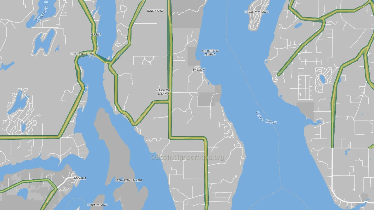 Wauna, WA Map of Noise Levels in Wauna