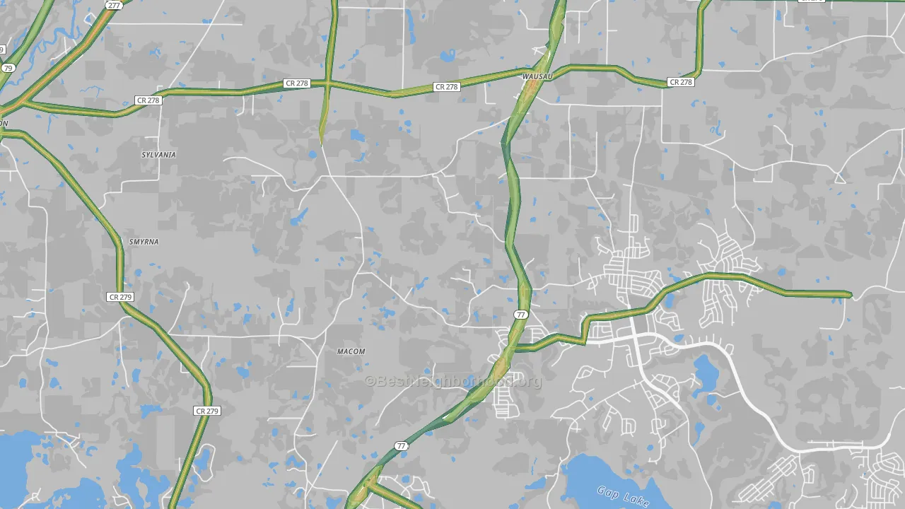 Wausau, FL Map of Noise Levels in Wausau