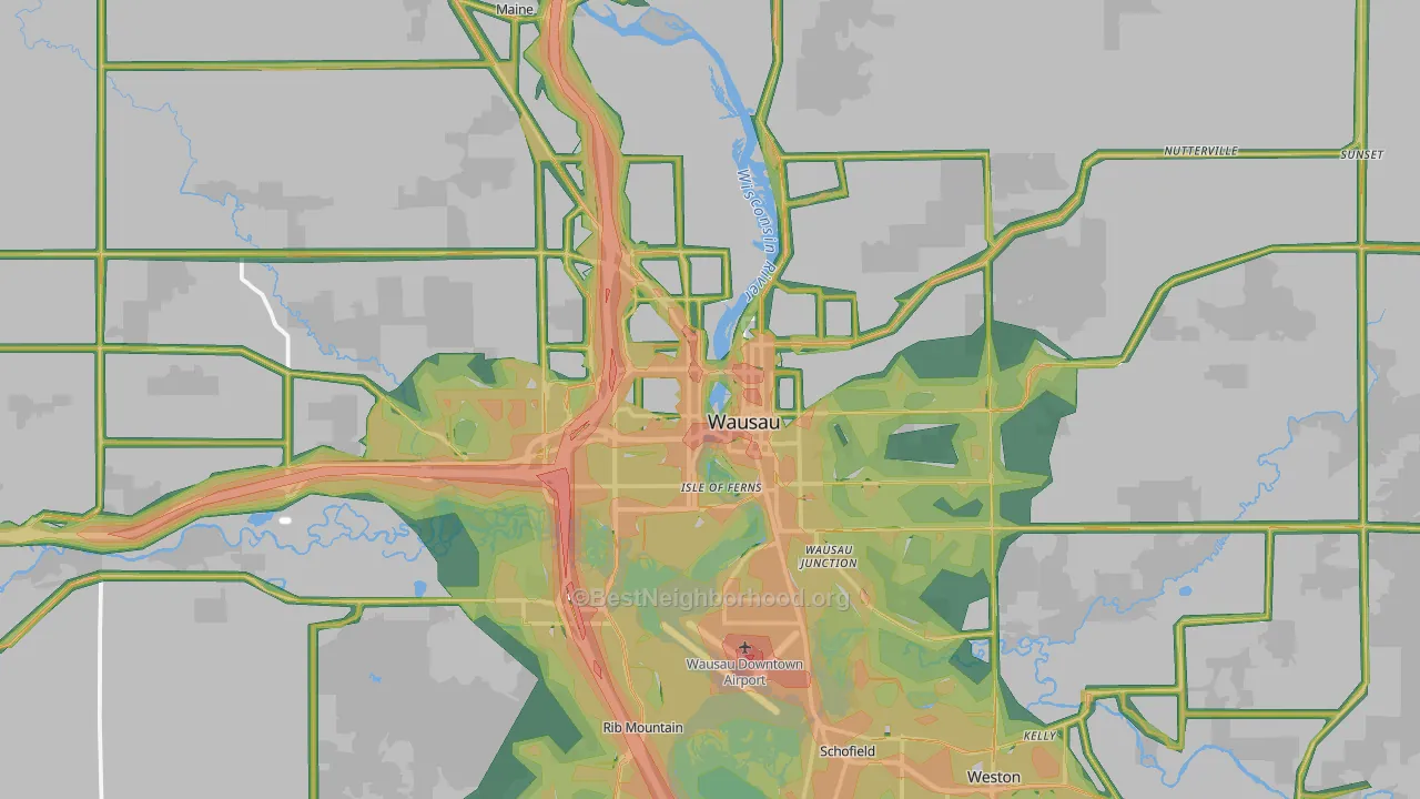 Wausau, WI Map of Noise Levels in Wausau