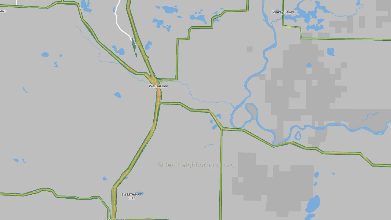 Wausaukee, WI Map of Noise Levels in Wausaukee