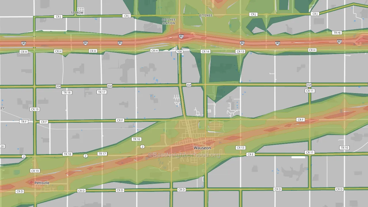 Wauseon, OH Map of Noise Levels in Wauseon