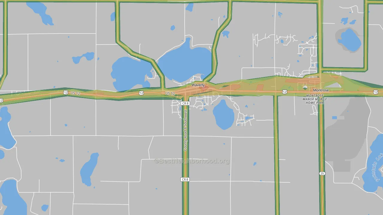 Waverly, MN Map of Noise Levels in Waverly