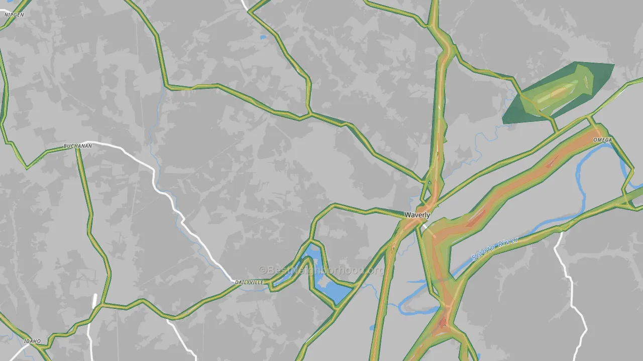 Waverly, OH Map of Noise Levels in Waverly