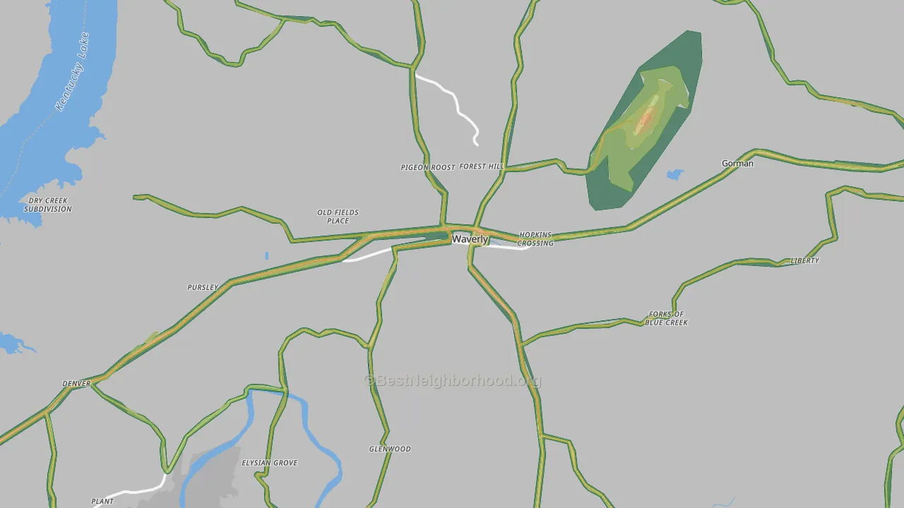 Waverly, TN Map of Noise Levels in Waverly