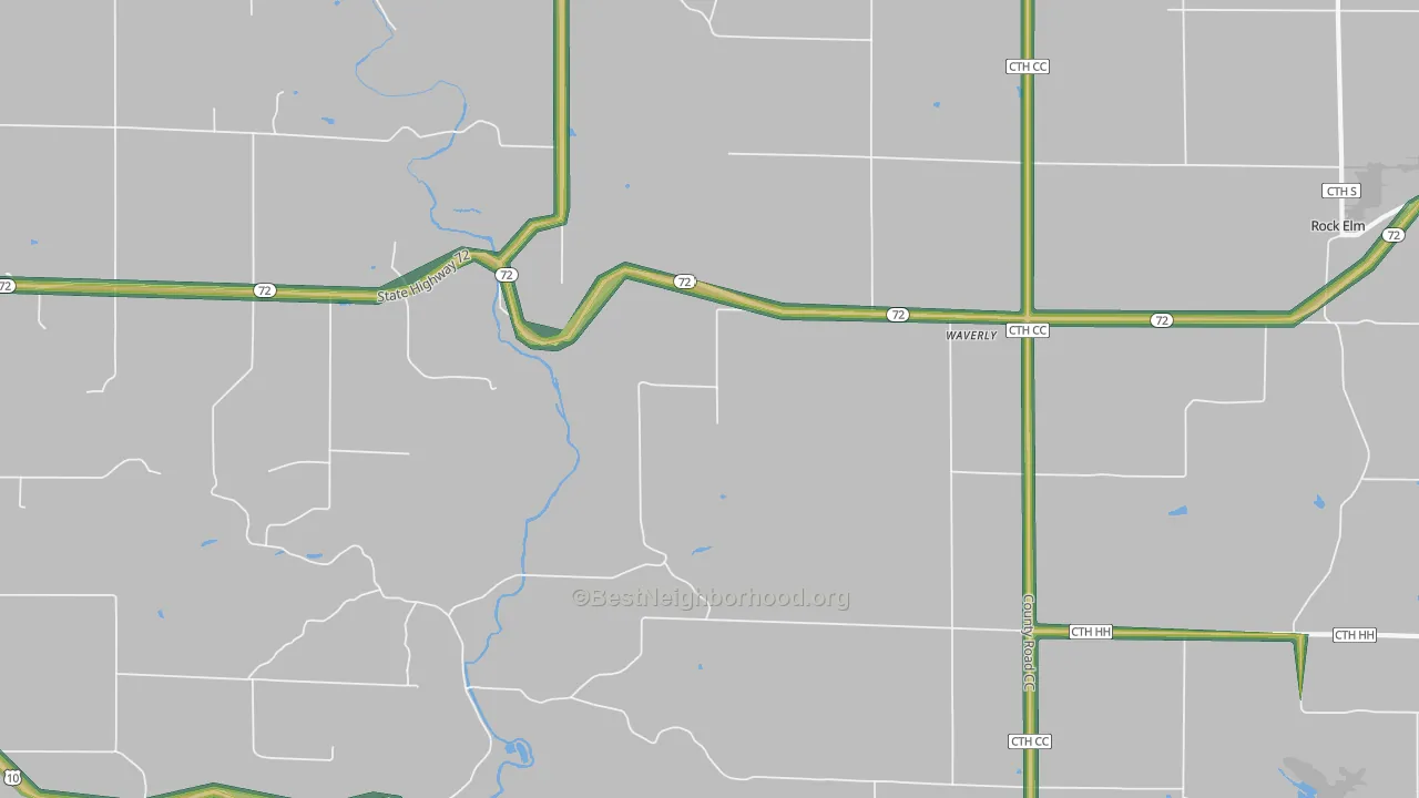Waverly, WI Map of Noise Levels in Waverly