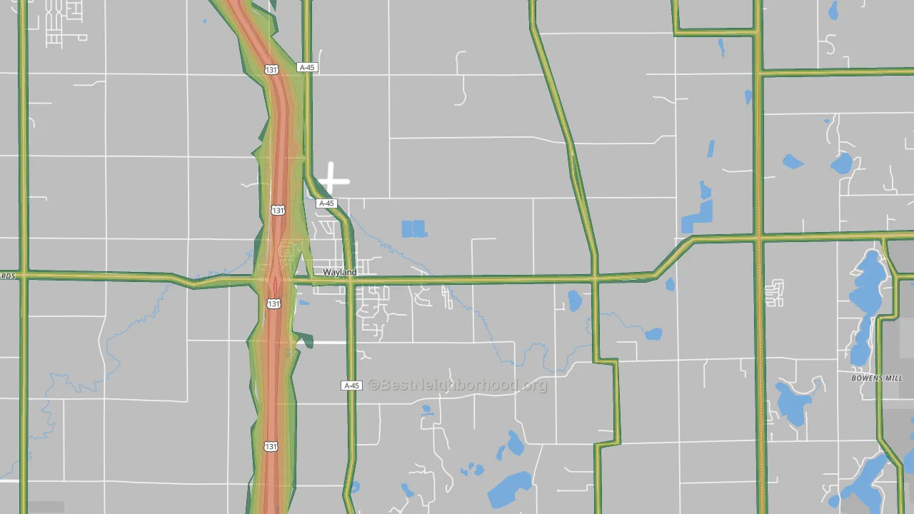Wayland, MI Map of Noise Levels in Wayland