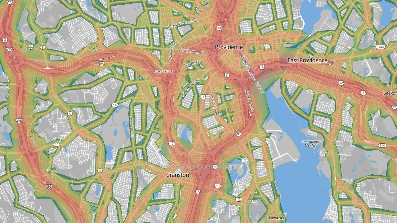 Wayland, Providence, RI Map of Noise Levels in Wayland