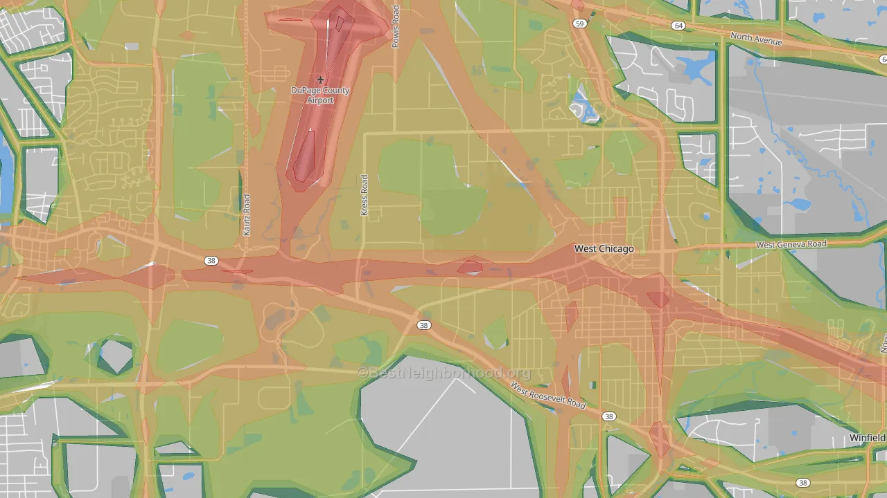 Wayne Center, IL Map of Noise Levels in Wayne Center