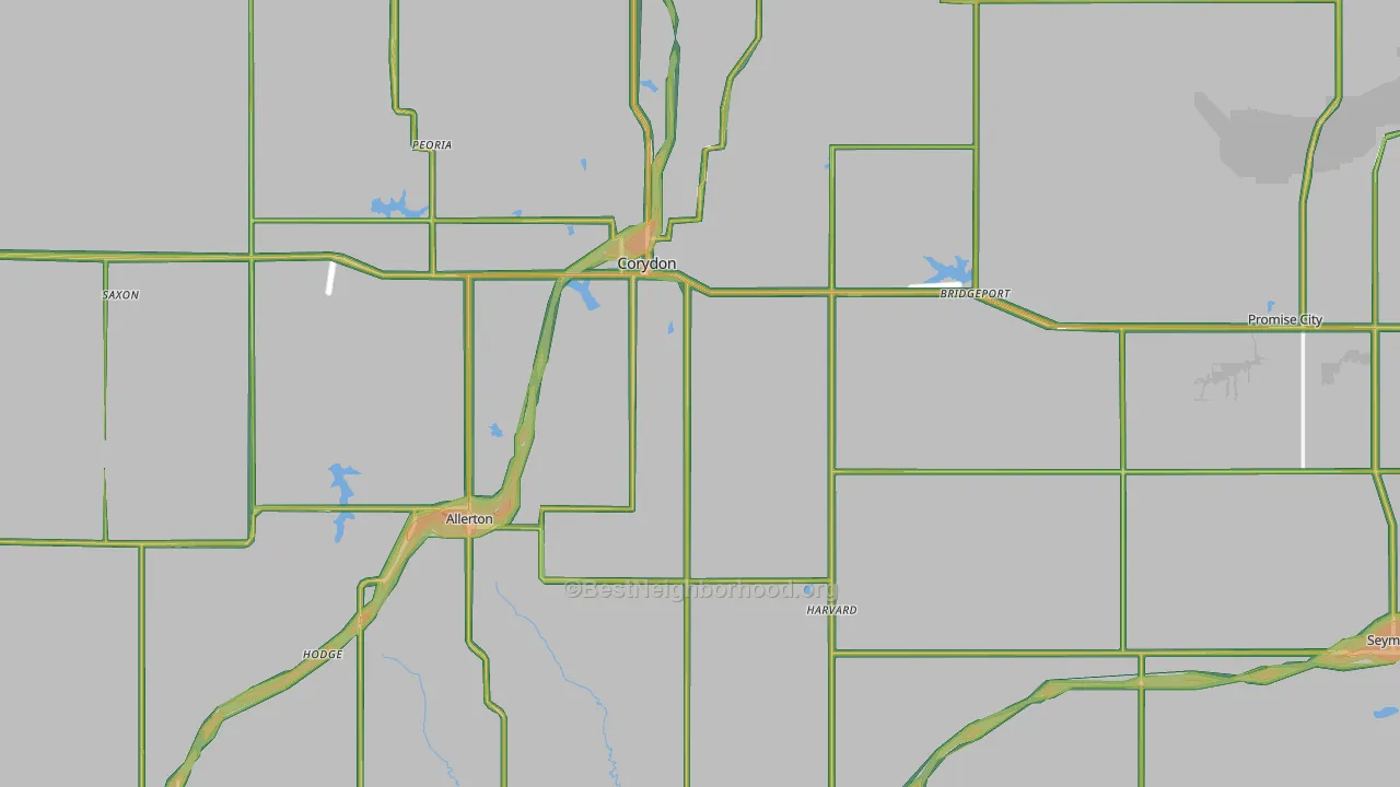 Wayne County, IA Map of Noise Levels in Wayne County