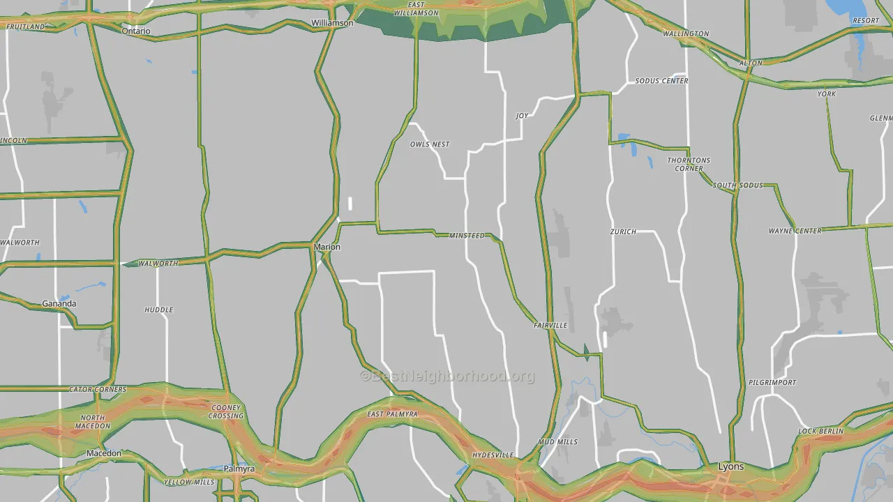 Wayne County, NY Map of Noise Levels in Wayne County
