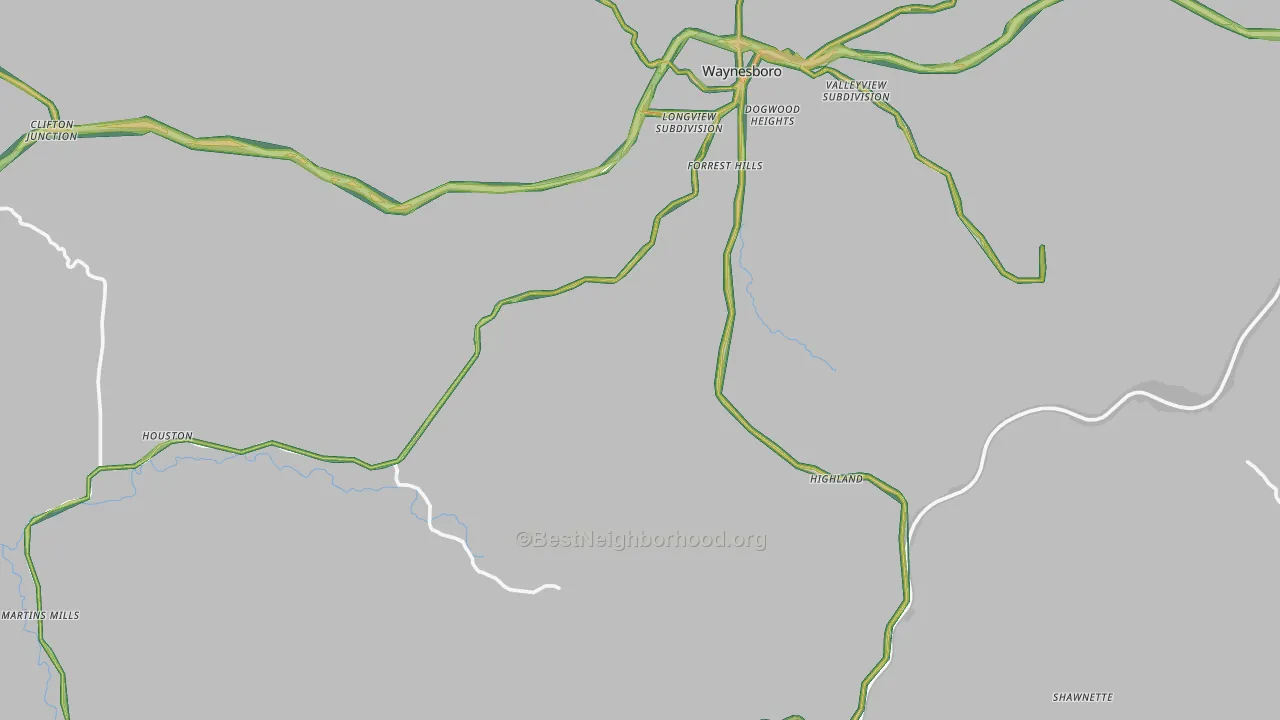 Wayne County, TN Map of Noise Levels in Wayne County