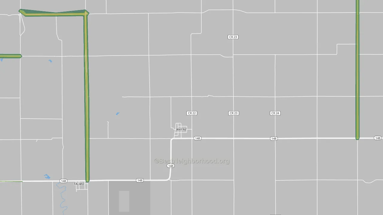 Wayne, KS Map of Noise Levels in Wayne