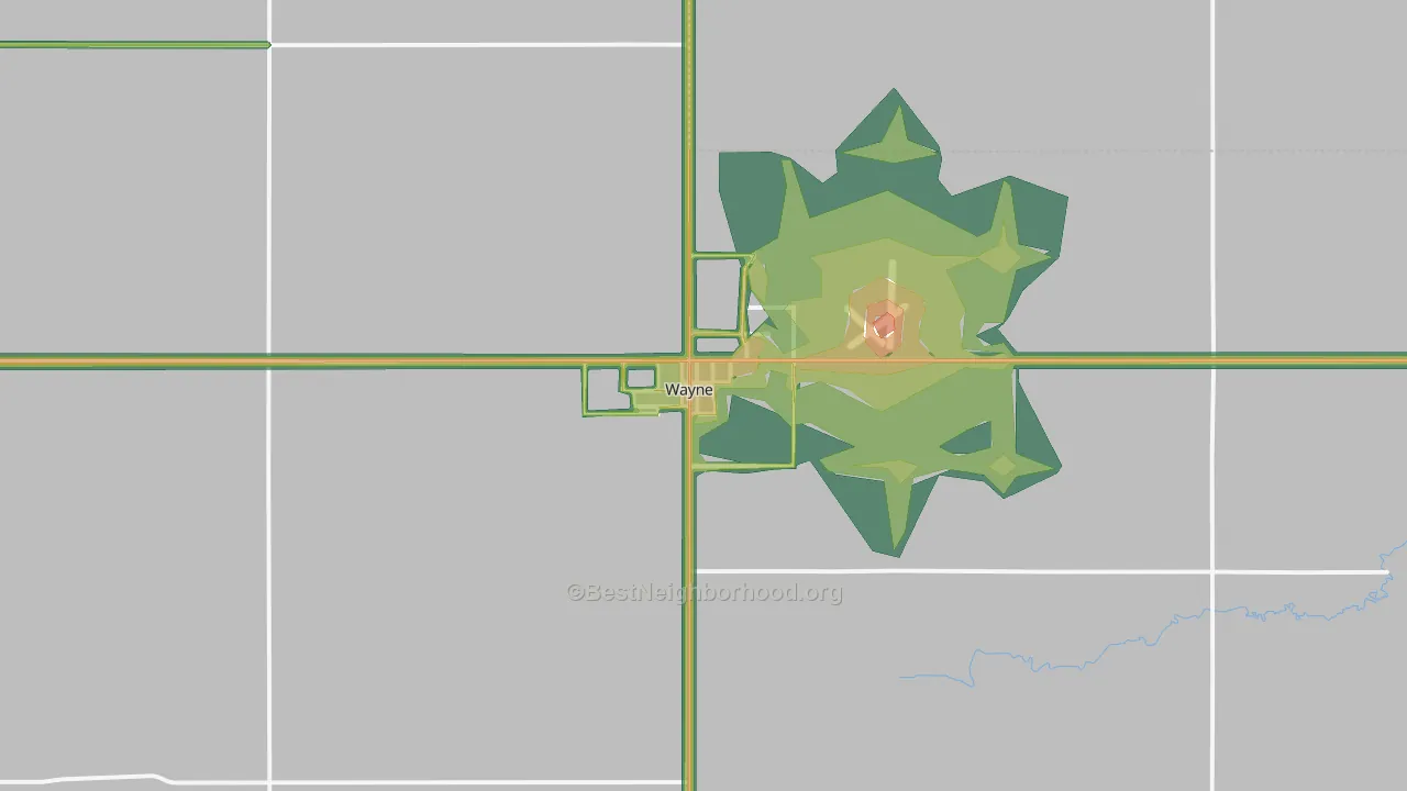 Wayne, NE Map of Noise Levels in Wayne