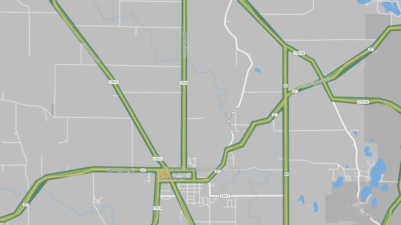Wayne, WI Map of Noise Levels in Wayne