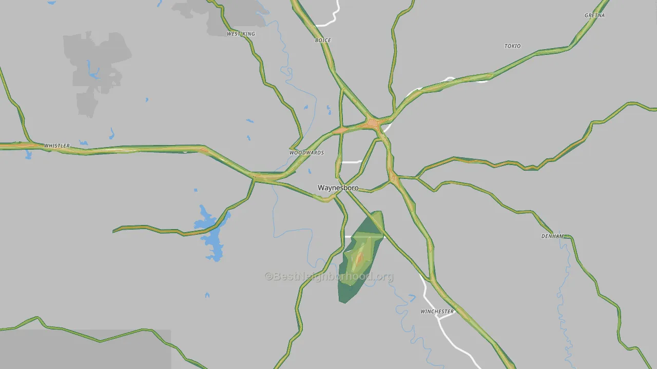 Waynesboro, MS Map of Noise Levels in Waynesboro
