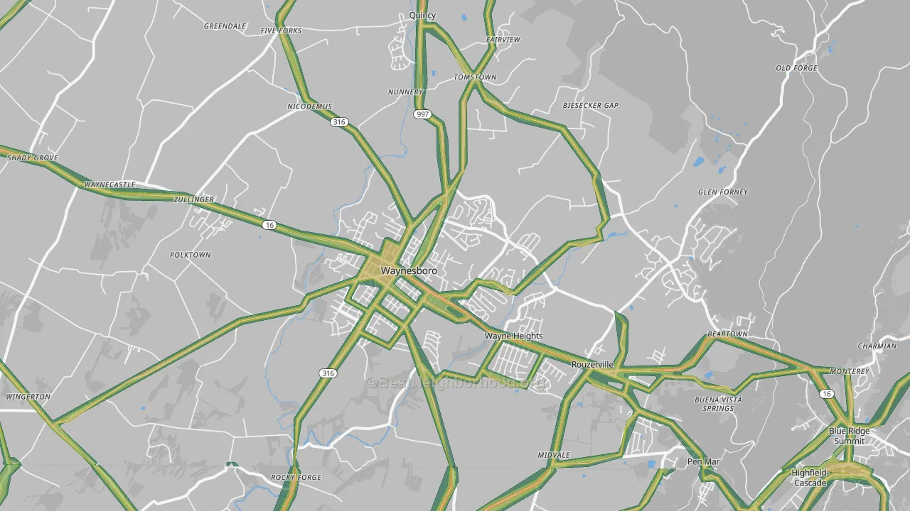 Waynesboro, PA Map of Noise Levels in Waynesboro