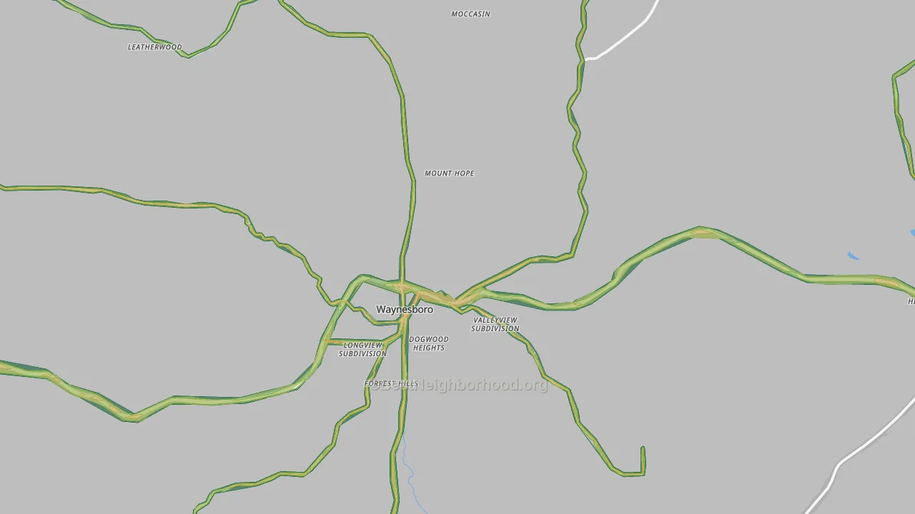 Waynesboro, TN Map of Noise Levels in Waynesboro