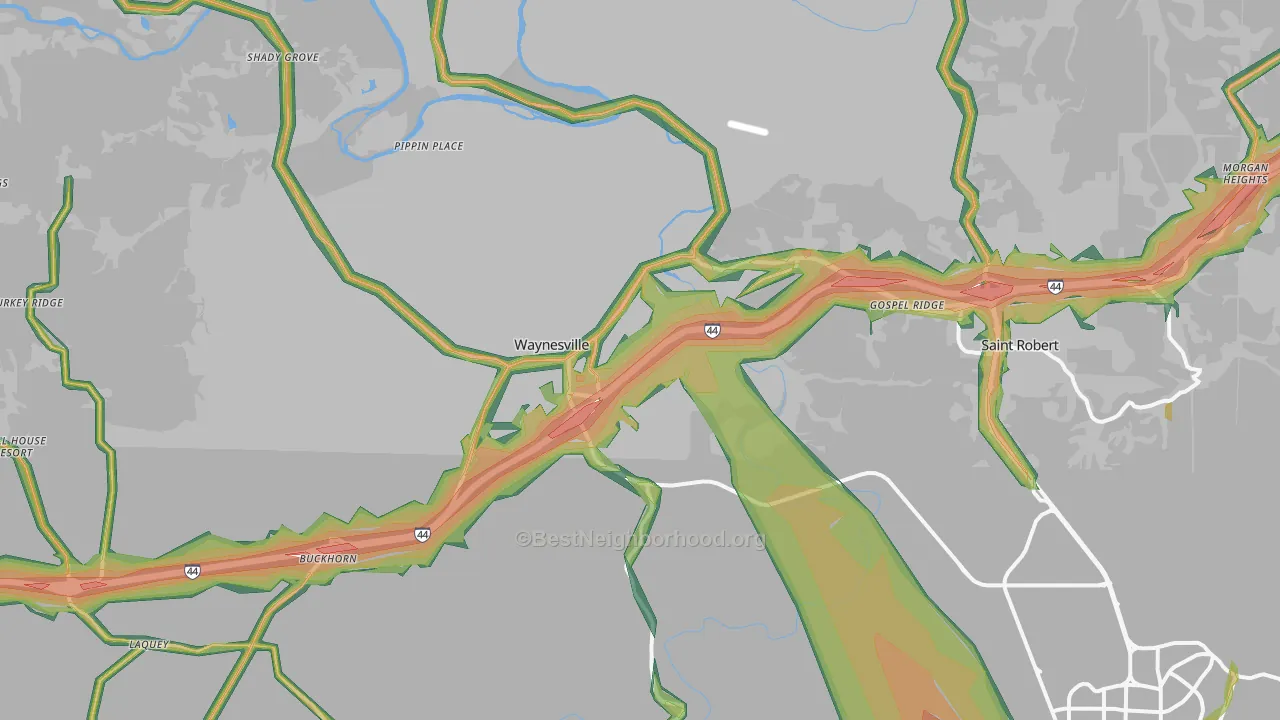 Waynesville, MO Map of Noise Levels in Waynesville