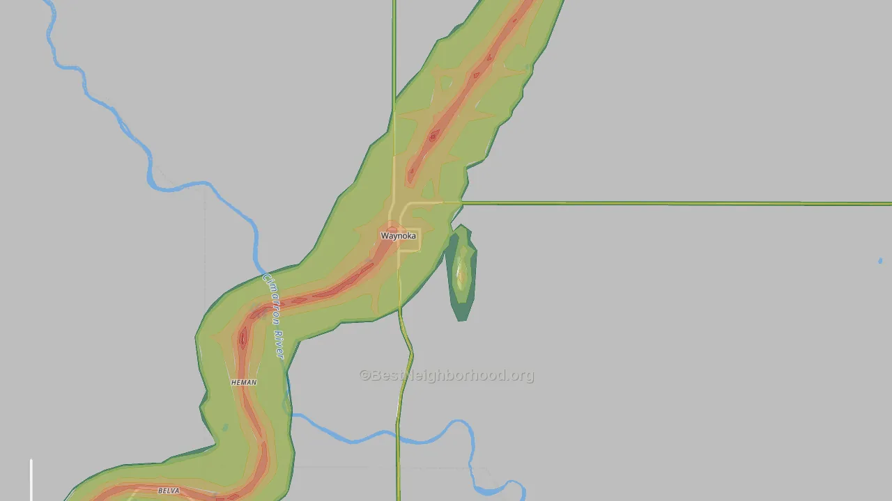 Waynoka, OK Map of Noise Levels in Waynoka