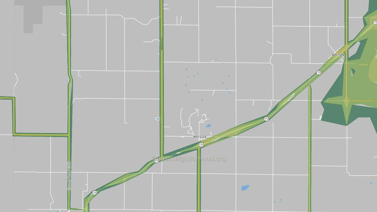 Wayside, KS Map of Noise Levels in Wayside
