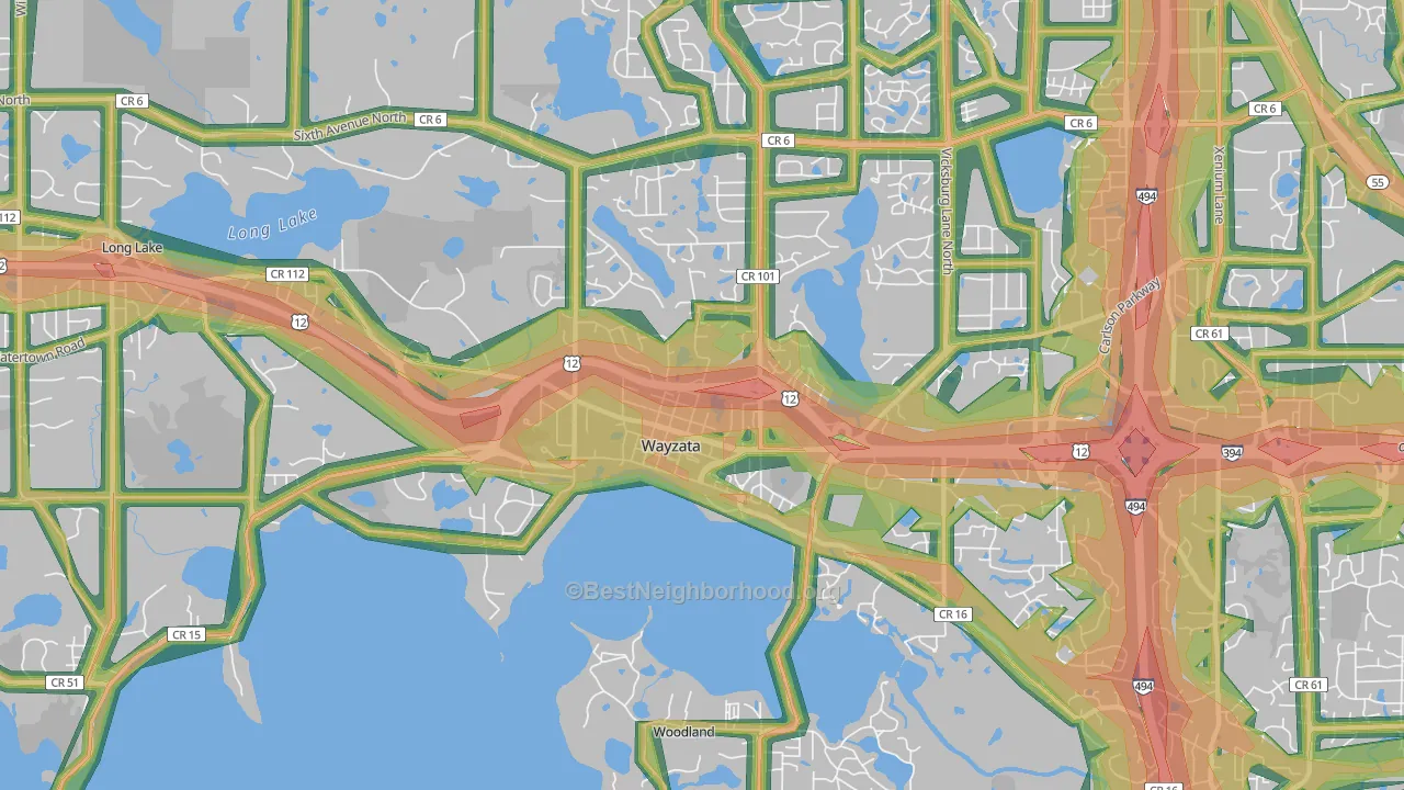 Wayzata, MN Map of Noise Levels in Wayzata