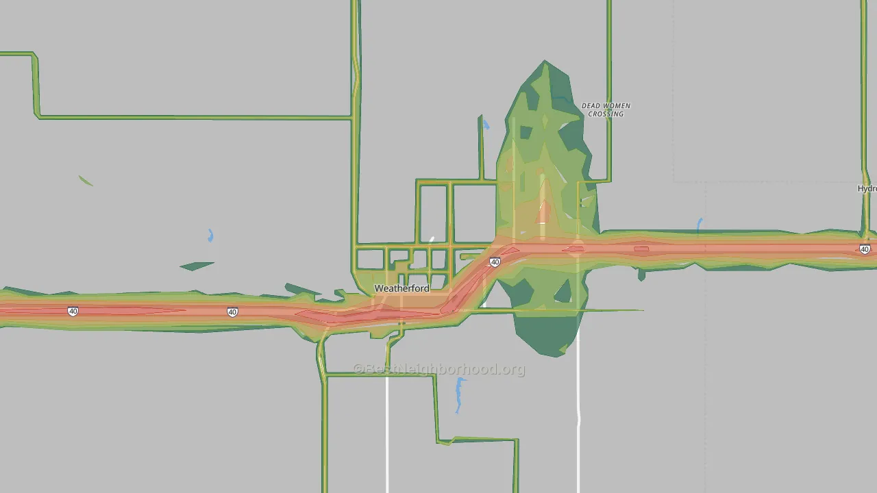 Weatherford, OK Map of Noise Levels in Weatherford
