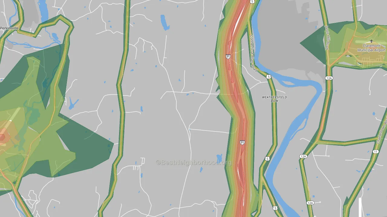 Weathersfield Bow, VT Map of Noise Levels in Weathersfield Bow