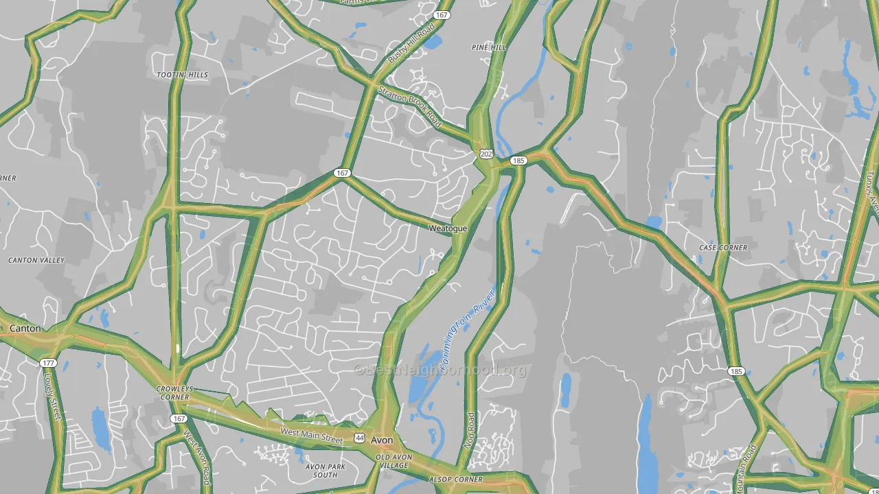 Weatogue, CT Map of Noise Levels in Weatogue