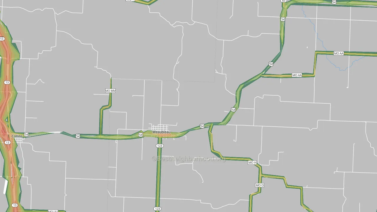 Weaubleau, MO Map of Noise Levels in Weaubleau