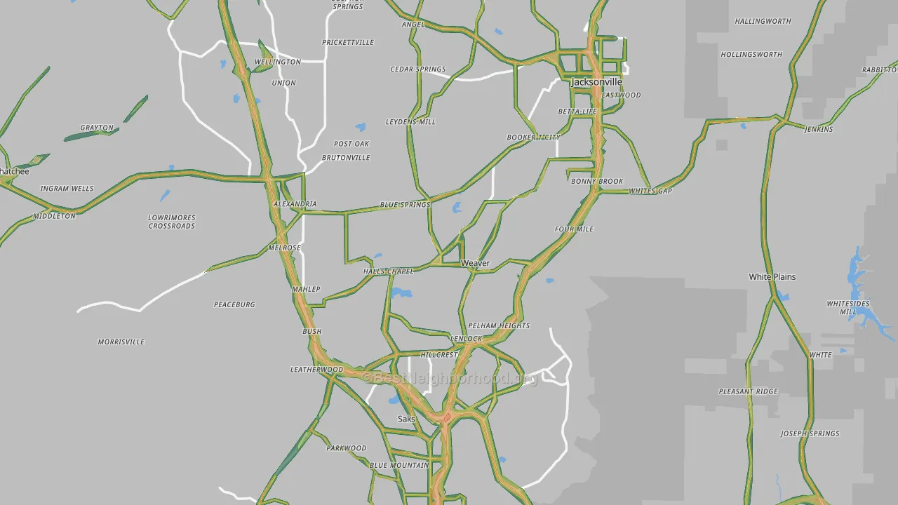 Weaver, AL Map of Noise Levels in Weaver