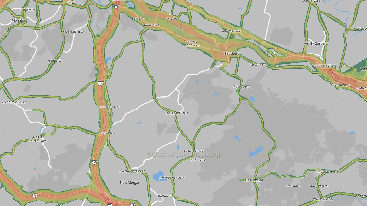 Weavertown, PA Map of Noise Levels in Weavertown