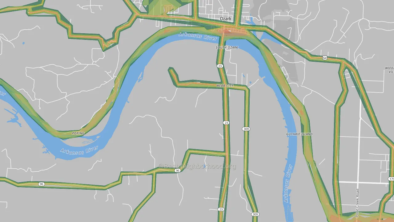 Webb City, AR Map of Noise Levels in Webb City
