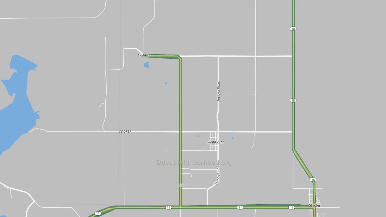Webb City, OK Map of Noise Levels in Webb City