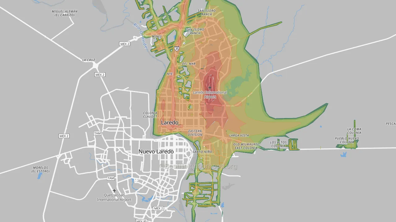 Webb County, TX Map of Noise Levels in Webb County