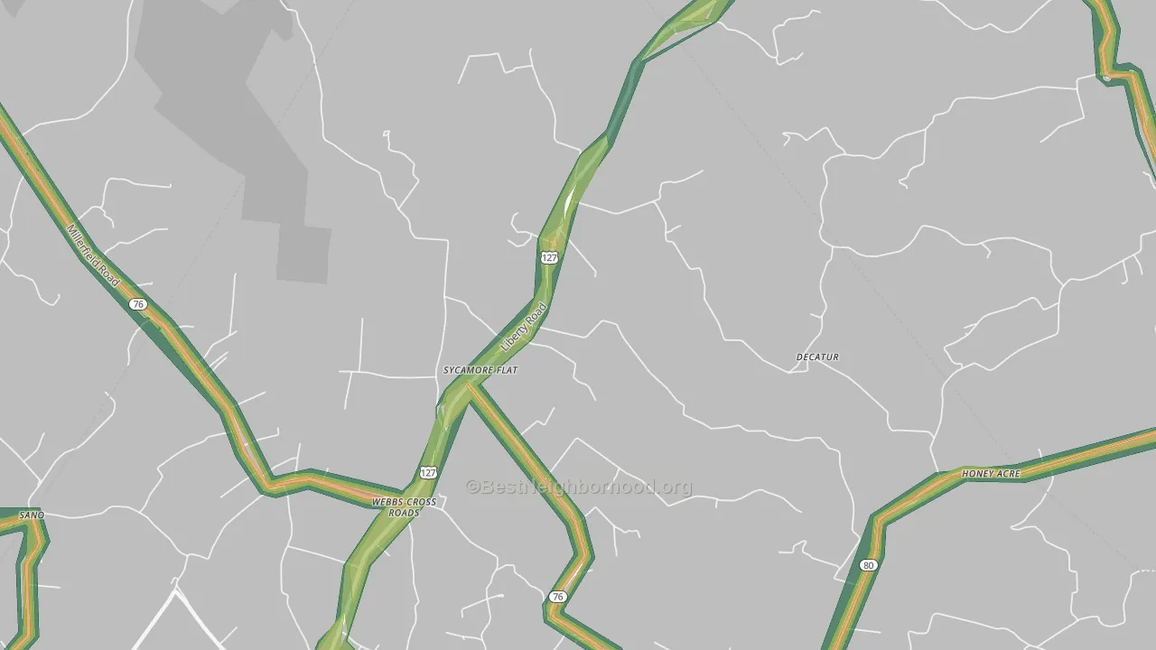 Webbs Cross Roads, KY Map of Noise Levels in Webbs Cross Roads