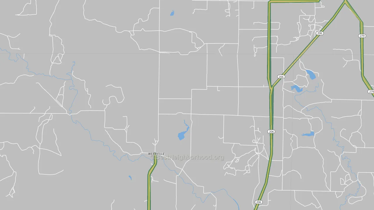 Webbville, TX Map of Noise Levels in Webbville