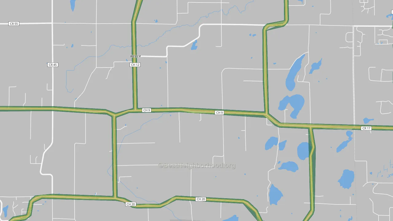 Weber, MN Map of Noise Levels in Weber